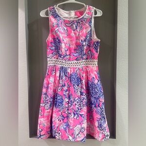 Lilly Pulitzer Alivia Eyelet Fit & Flare Dress, Pink Tropics Sun Drenched.